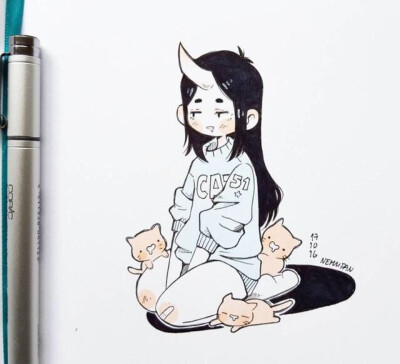 插画一组可爱的女生插画