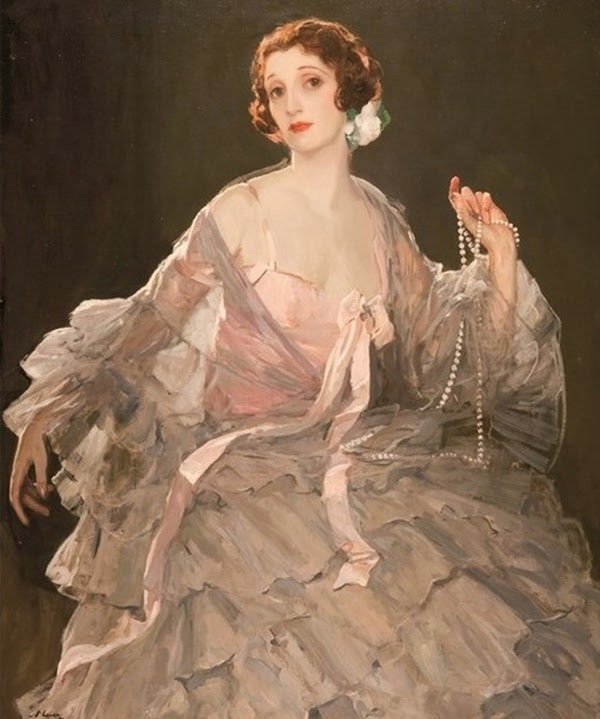 约翰.拉弗里（John Lavery，1856-1941年）是一位爱尔兰画家，后受封爵士，1921年成为英国皇家艺术学院院士。他用画笔记录了自己所处的时代里那些闪亮的名媛们，以及当时人们的生活场景。他尤其以肖像画见长，画风流畅自然，极具感染力，鲜活的色彩让他笔下的人物犹如照片一样逼真传神。