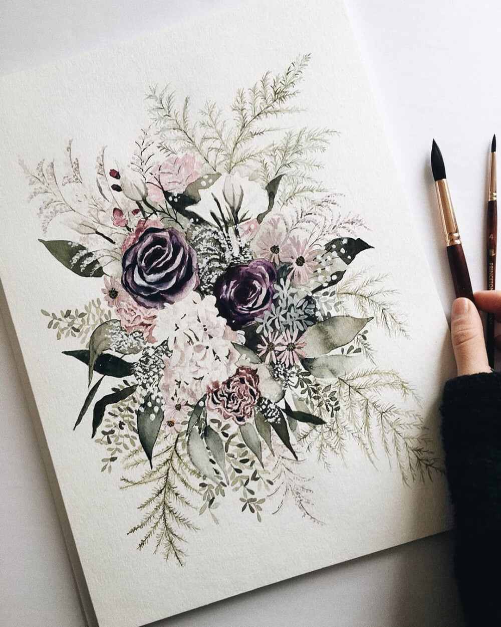 水彩 花束 植物绘画 插画
