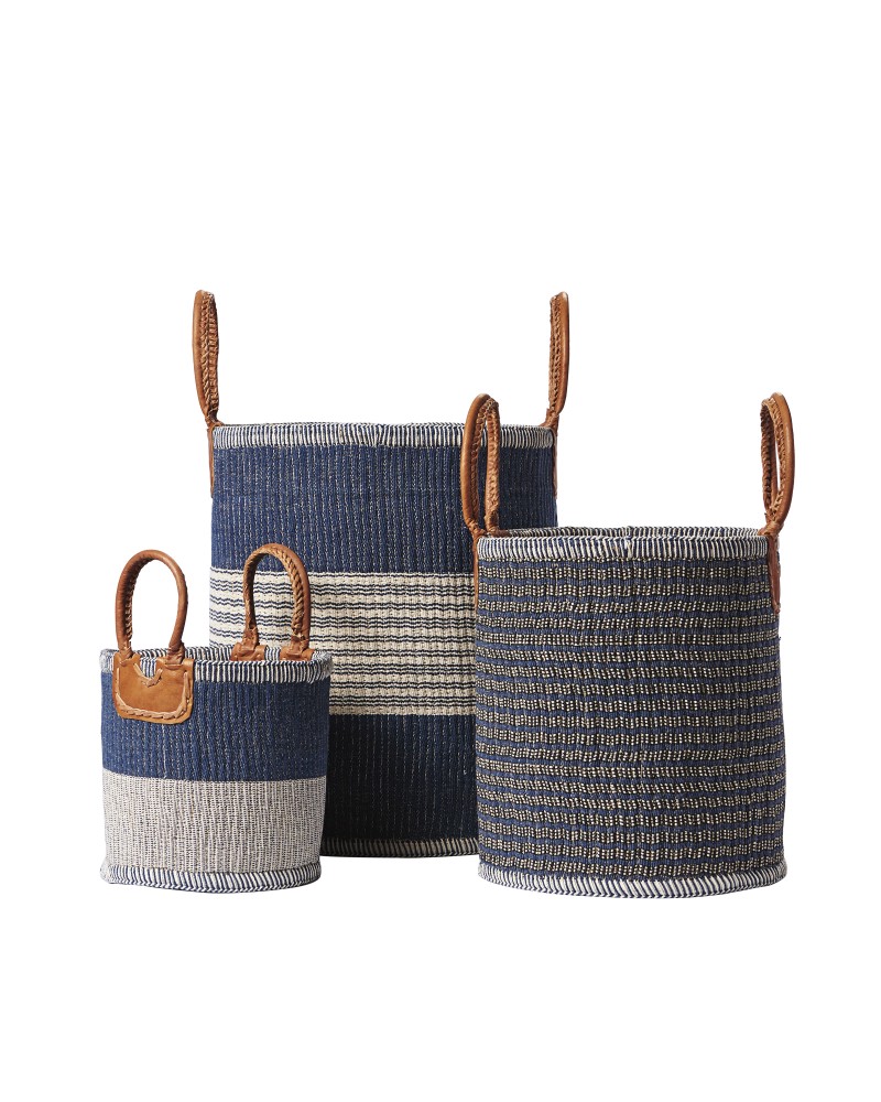 Huntington Baskets : More than just colorful catchalls, these are vibrant designs with a purpose – they’re woven entirely by hand to support a women’s collective in India. Substantial and sturdy, this collection is available in 3 sizes, all with cutout le