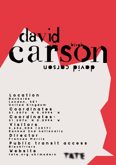 这是根据David Carson 的作品风格进行制作的风格版，设计展宣传手册以及设计展门票。
我使用了用剪刀剪纸的形状，以及David Carson所使用过的将衬线体与无衬线字体相组合的拼贴风格作为我的主视觉。
小册子是根据游…