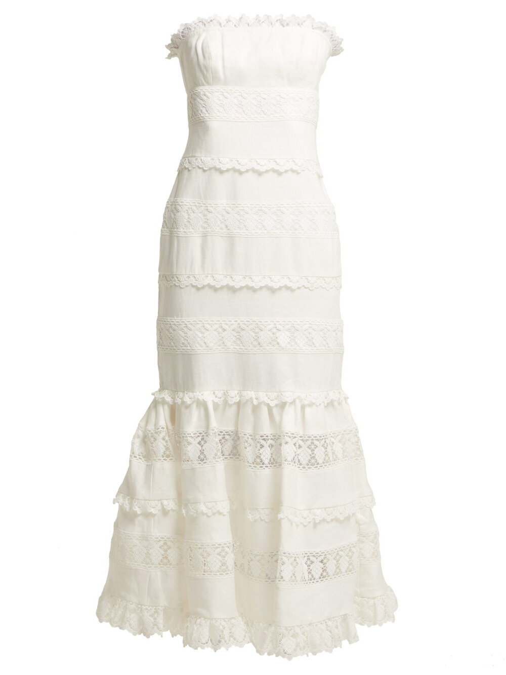 Wayfarer strapless cotton and lace midi dress | Zimmermann