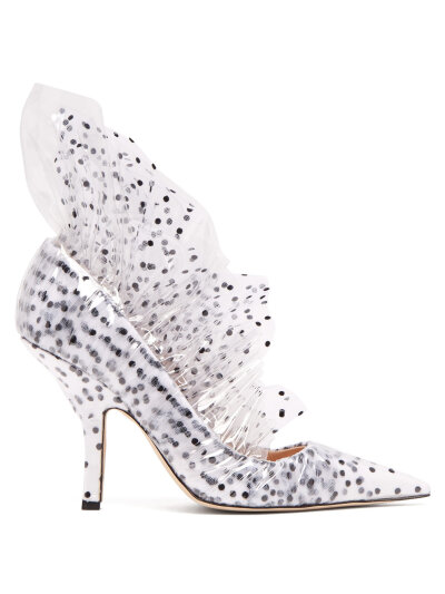 Shell polka-dot PVC and tulle pumps | Midnight 00