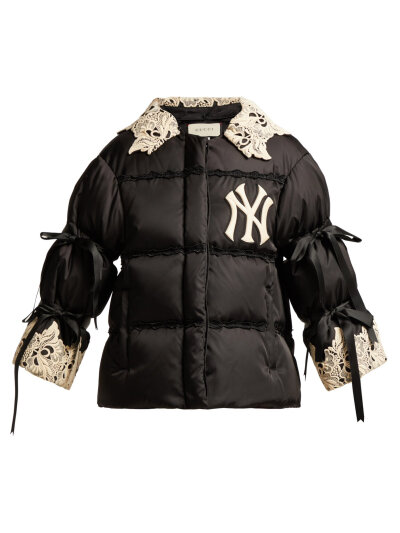 NY Yankees-appliquéd padded jacket | Gucci