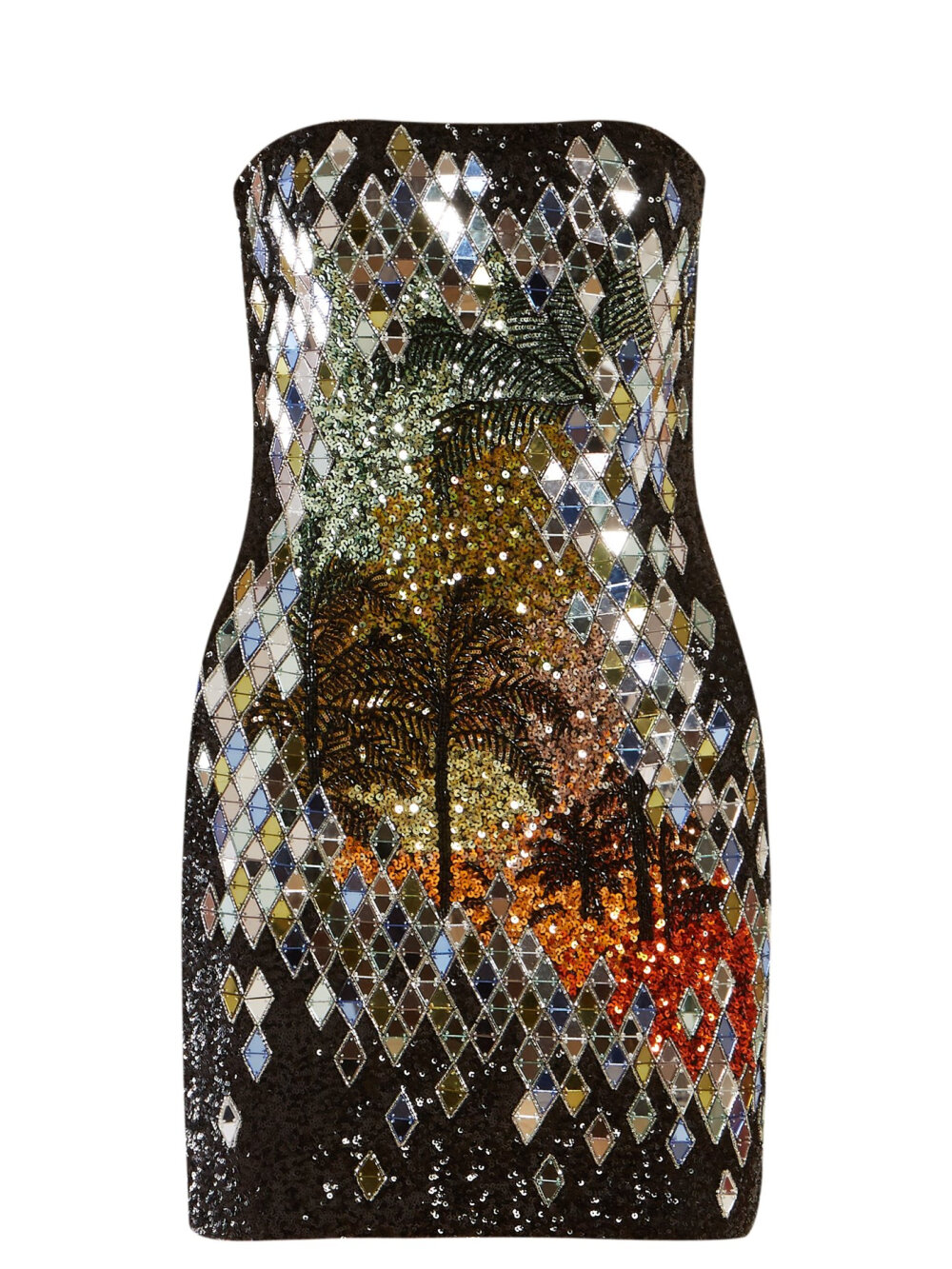 Sequin-embellished strapless mini dress | Balmain 
