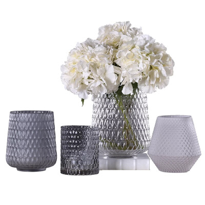 现代简约几何玻璃花瓶透明花瓶摆件客厅插花花器软装家居装饰品