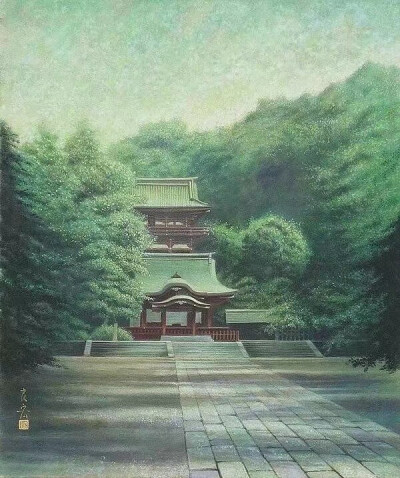 日式寺庙中的景色