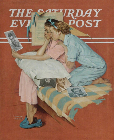 1940年代Norman Rockwell为《Saturday Evening Post》杂志创作的封面，配色非常经典。