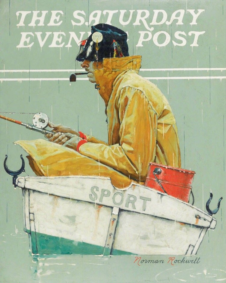 1940年代Norman Rockwell为《Saturday Evening Post》杂志创作的封面，配色非常经典。