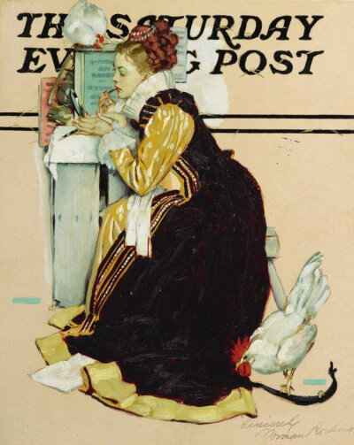 1940年代Norman Rockwell为《Saturday Evening Post》杂志创作的封面，配色非常经典。