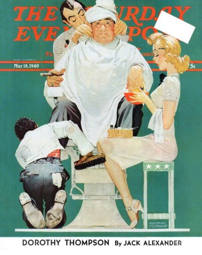 1940年代Norman Rockwell为《Saturday Evening Post》杂志创作的封面，配色非常经典。