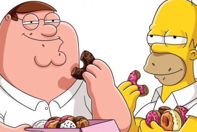 Preview wallpaper peter griffin, family guy, matt groening, the simpsons 1920x1080