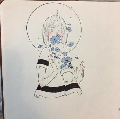 水彩 针管笔 手绘 人物
细腻意境精致唯美
笔记本上的绘画
日本女孩：ikedda