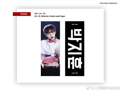 LW SUMMER SL .OGAN KIT
@lovelywink_ 0529
构成：20*60反光手幅，拉链袋,纸手幅(20*7) , 3d变换卡，明信片,插票卡,小卡set
