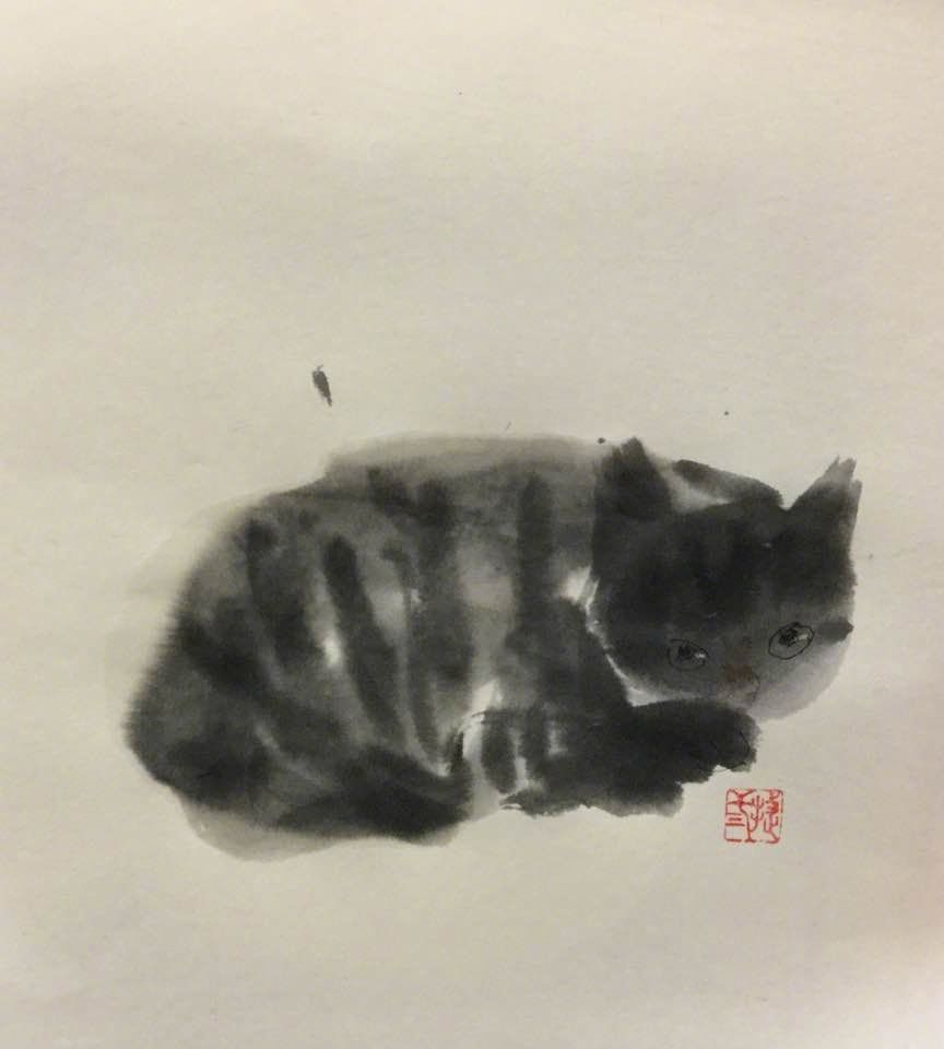 来自日本画家 Shozo Ozaki 画笔下的猫。您感觉如何~ | curiator.com/art/shozo-ozaki