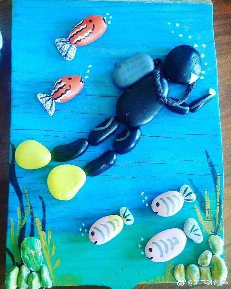 海洋石头画来一组海洋石头画