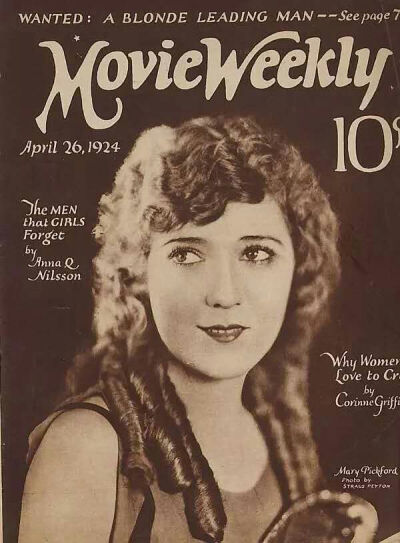 玛丽碧克馥
Mary Pickford 1892-1979年
美国默片女演员