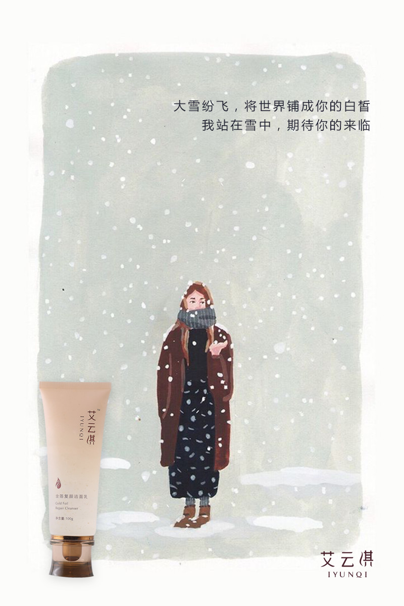 大雪纷飞，将世界铺成你的白皙，我站在雪中，期待你的来临！——艾云淇