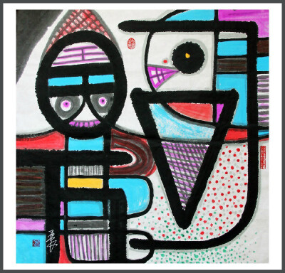 刘勇良彩墨抽象作品