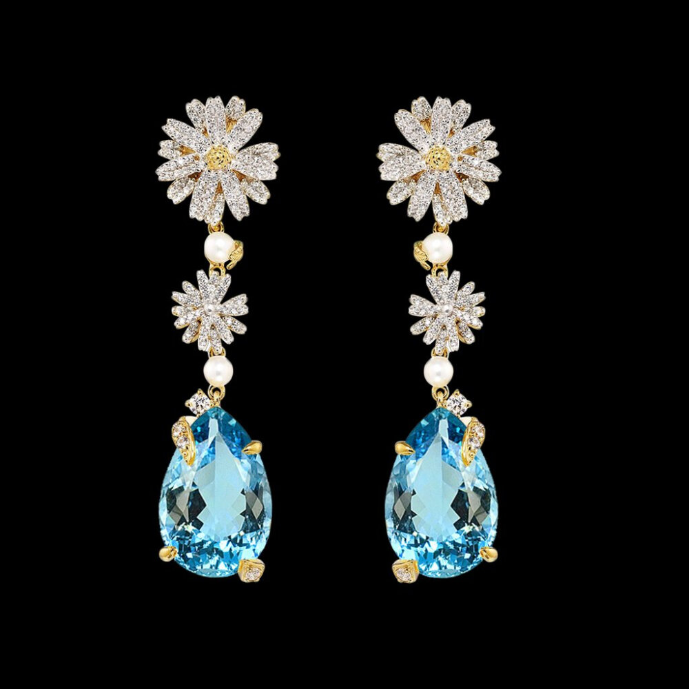 ANABELA CHAN . LONDON
Aqua Daisy Drop Earrings 耳环 海蓝宝石