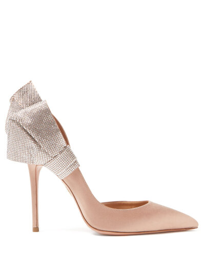 Flash Dance 105 crystal-embellished satin pumps | Aquazzura