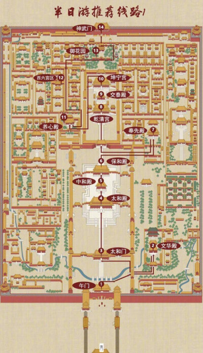 故宫官方推荐的游览路线整理！包括两小时游、半日游和一日游的线路攻略，让你的的游览体验更好，马住！