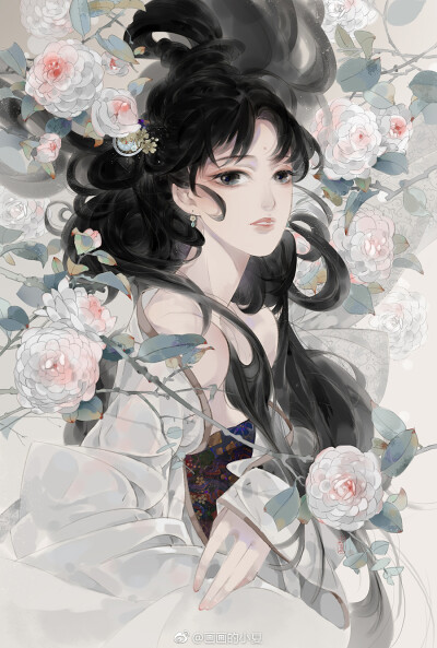 手绘古装美女 插画师:画画的小夏