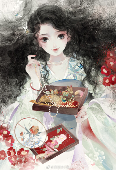 手绘古装美女 插画师:画画的小夏