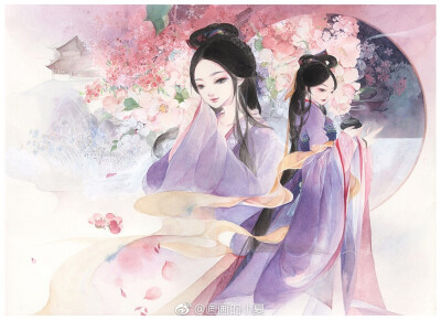 手绘古装美女 插画师:画画的小夏