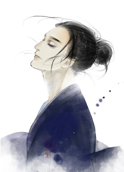 手绘古装美男 插画师:画画的小夏