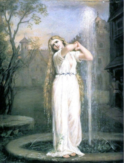 约翰·威廉姆·沃特豪斯（John William Waterhouse）
《Undine》1872
Undine一般被认为是水之精灵，虽然拥有于人类的外形，但却缺乏人类的灵魂，为了实现永生，她们必须通过嫁给人来获得永生。但如果遇人不淑，对方不…