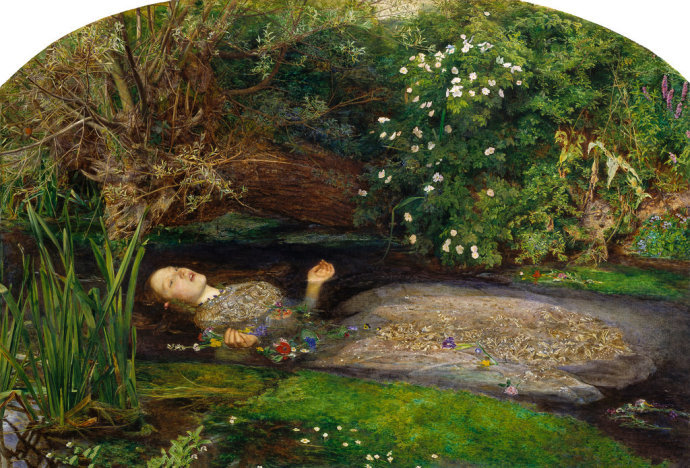 最著名的Ophelia——拉斐尔运动发起人之一Sir John Everett Millais的《Ophelia》1851