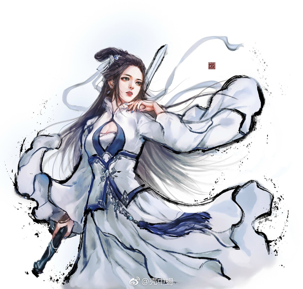 手绘古装美女 插画师:壳中蝎