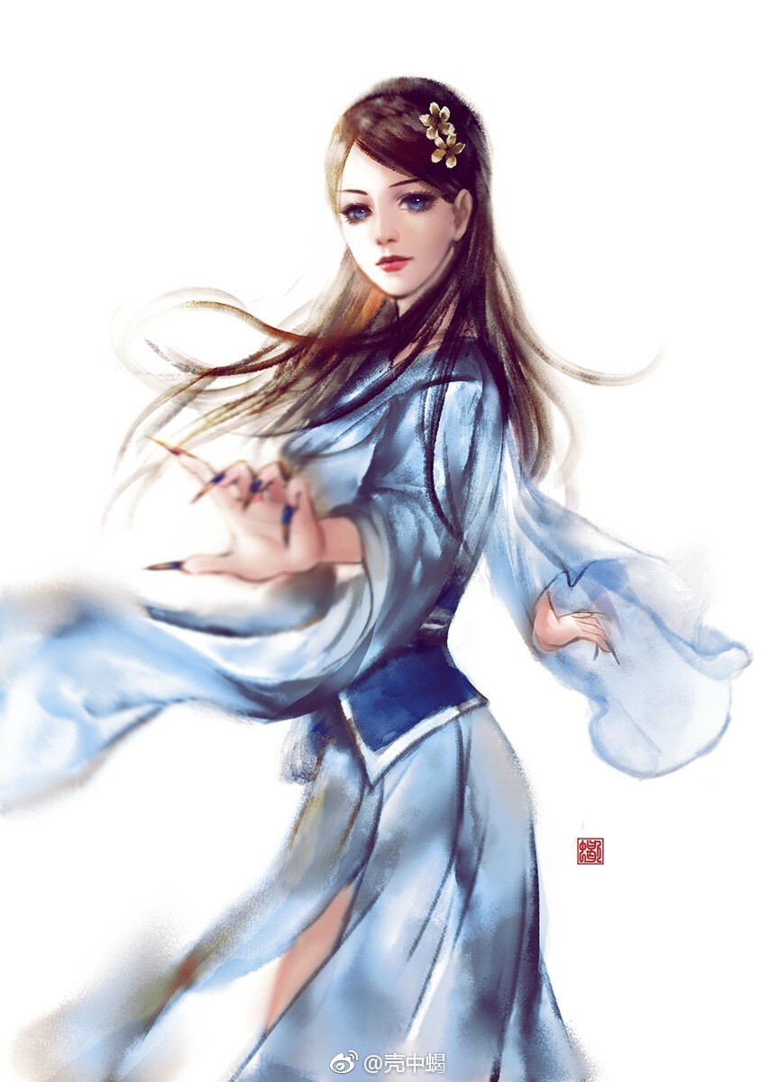 手绘古装美女 插画师:壳中蝎