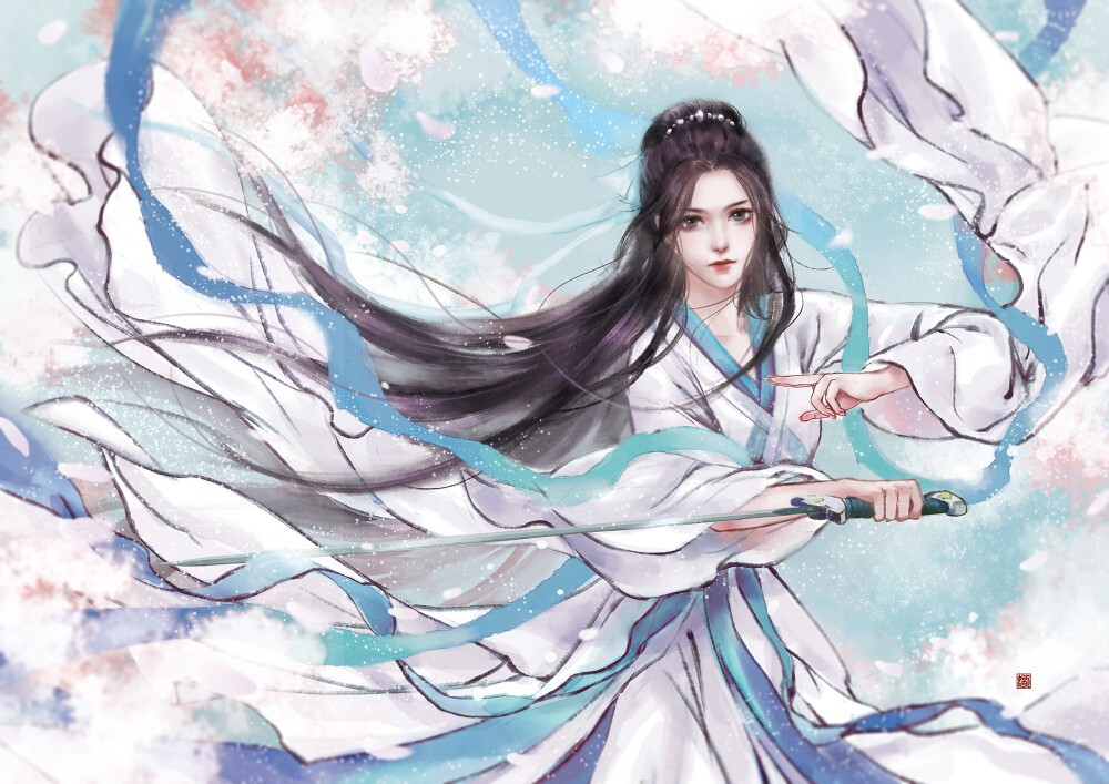 手绘古装美女 插画师:壳中蝎