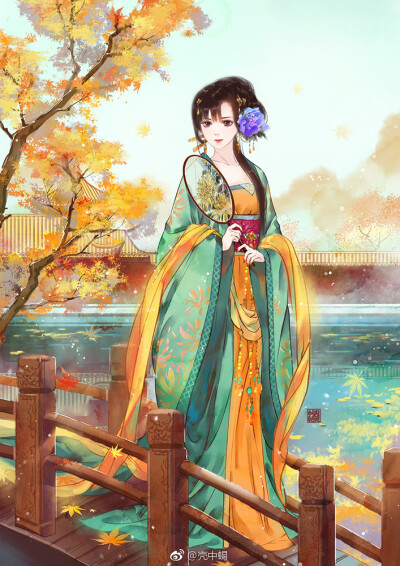 手绘古装美女 插画师:壳中蝎