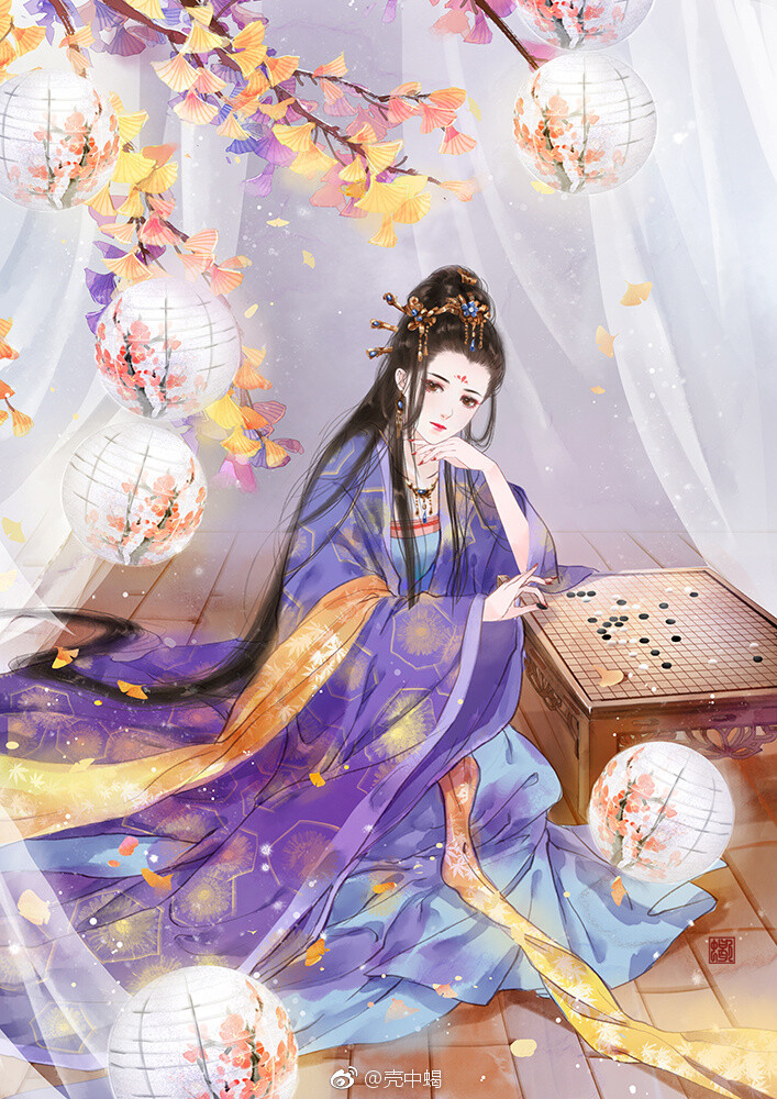 手绘古装美女 插画师:壳中蝎