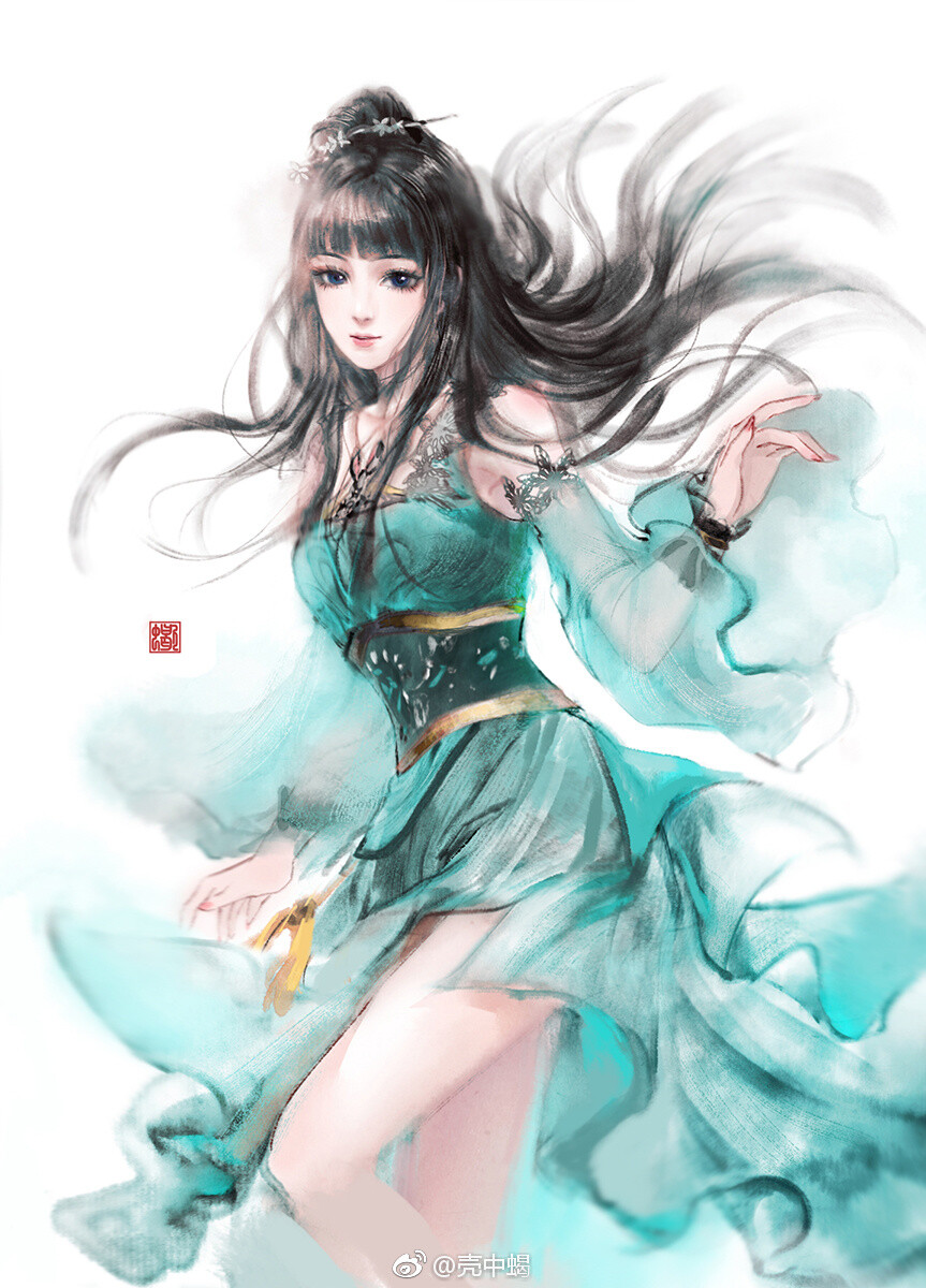 手绘古装美女 插画师:壳中蝎