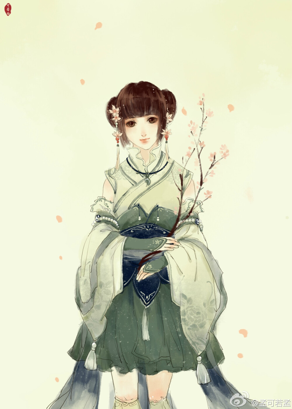 手绘古装情女 插画师:可若大妹砸