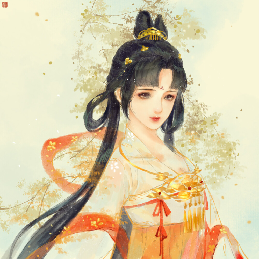 手绘古装美女 插画师:可若大妹砸