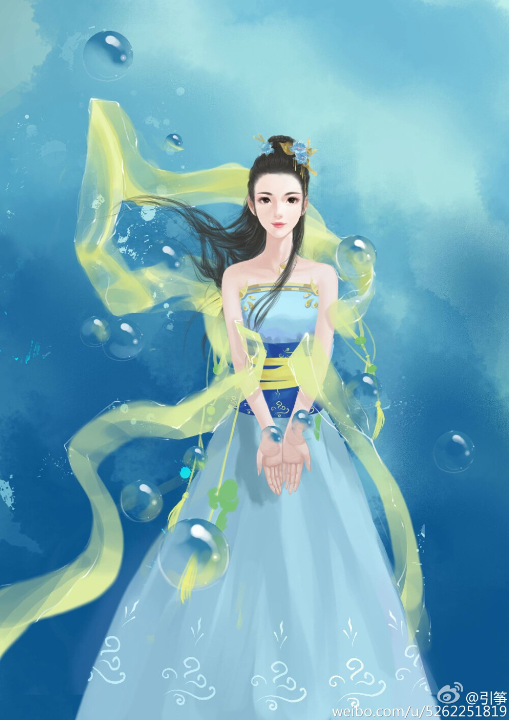 手绘古装美女 插画师:引筝