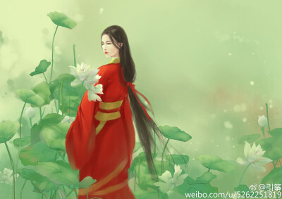 手绘古装美女 插画师:引筝