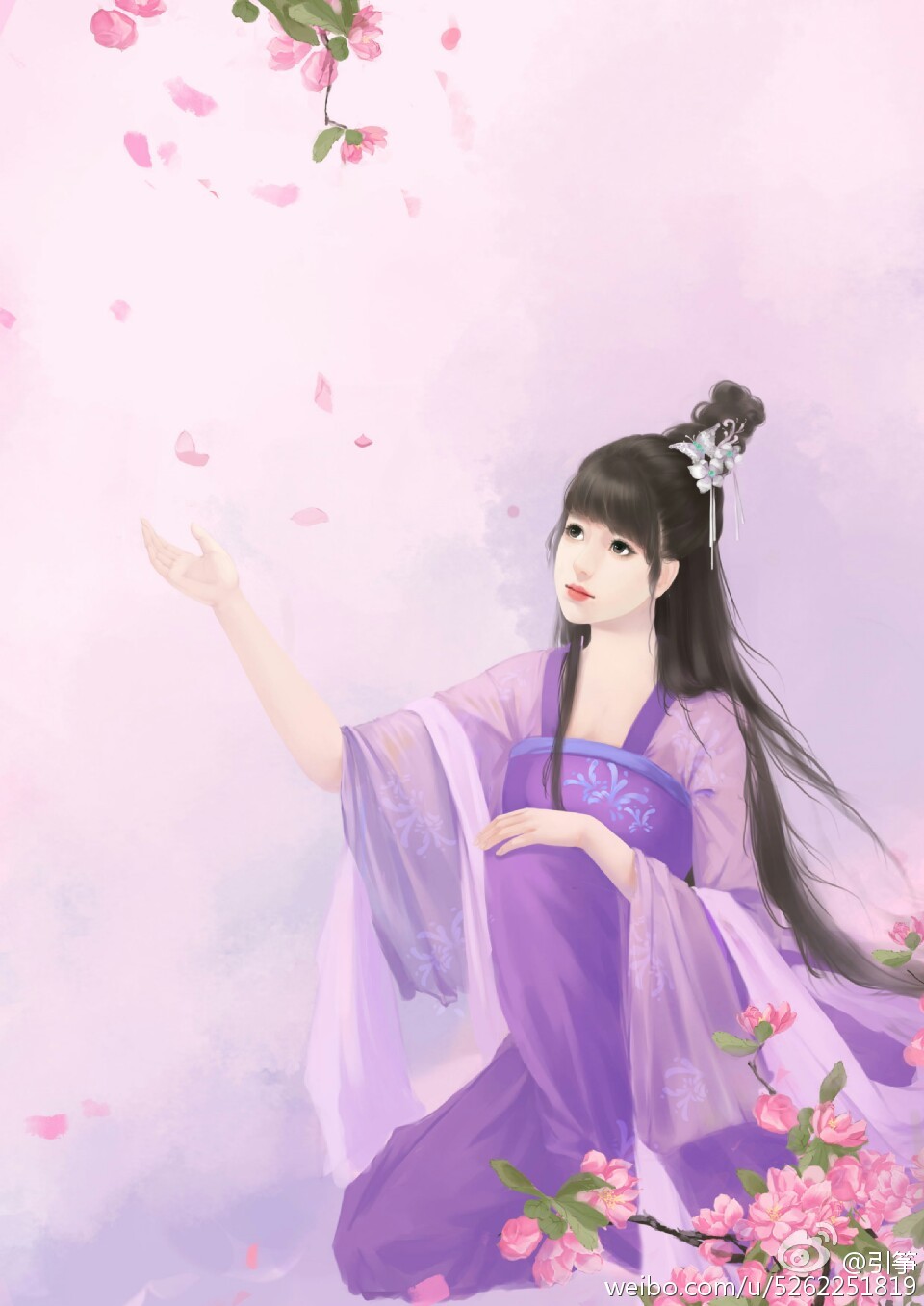 手绘古装美女 插画师:引筝