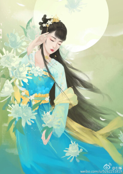 手绘古装美女 插画师:引筝