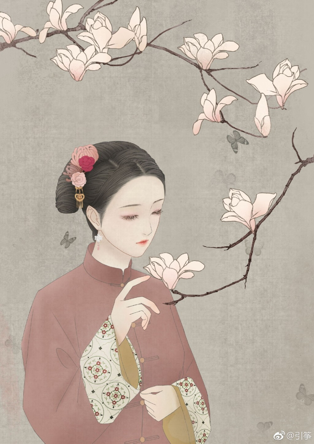 手绘古装美女 插画师:引筝