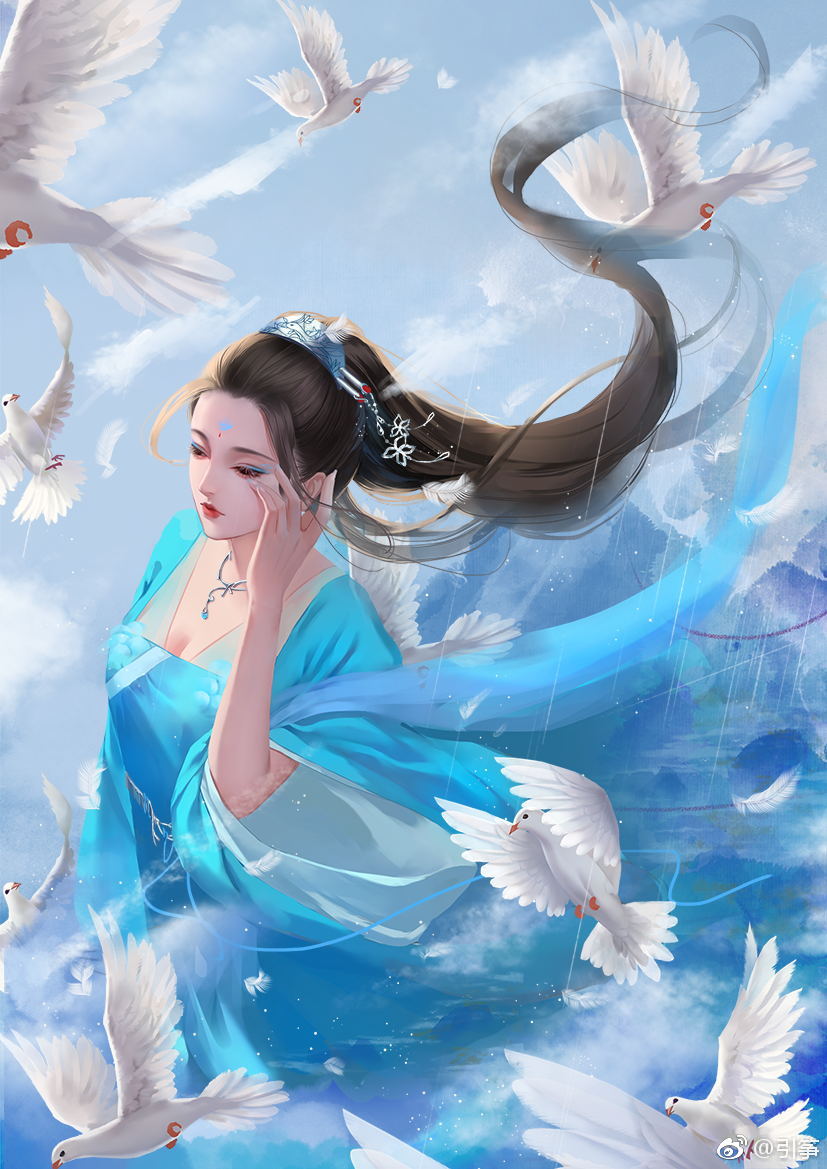 手绘古装美女 插画师:引筝