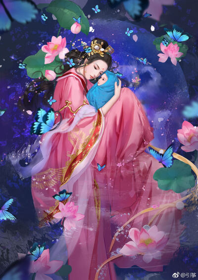 手绘古装美女 插画师:引筝