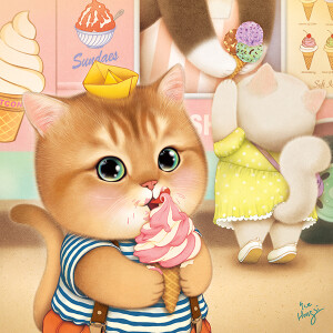 萌猫咪 插画 By_icehongsi