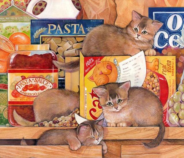 画中萌猫 画师Amy Rosenberg作品