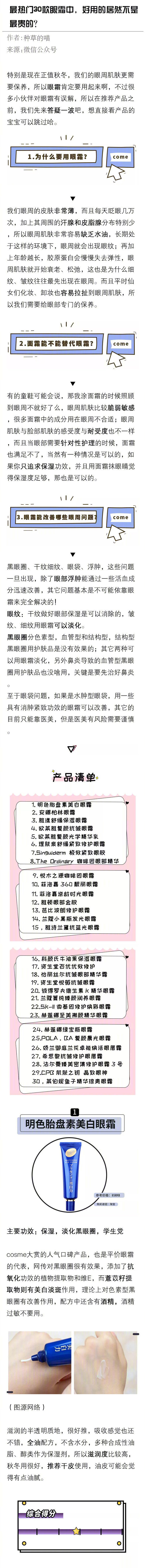 最热门30款眼霜功课
用眼霜要趁早哦。 ​​​​